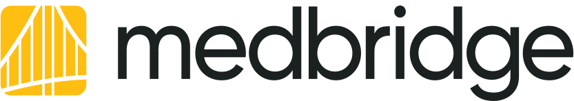 MedBridge logo with a yellow bridge icon and the word “medbridge” in bold black lowercase letters.